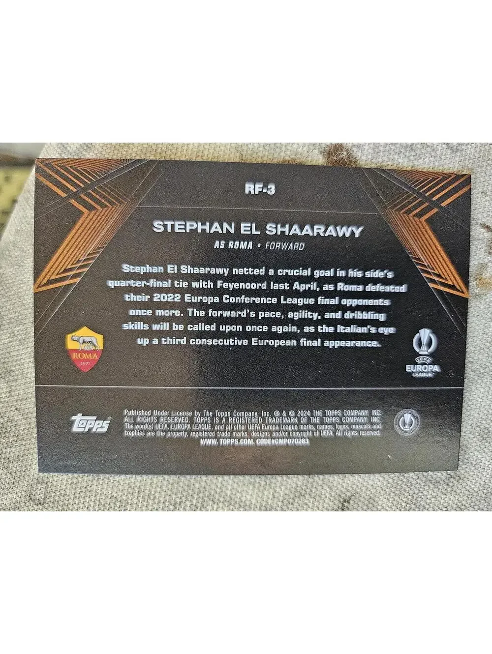 2023-24 Topps UEFA Club Competitions #RF-3 Stephan El Shaarawy Road to the Final